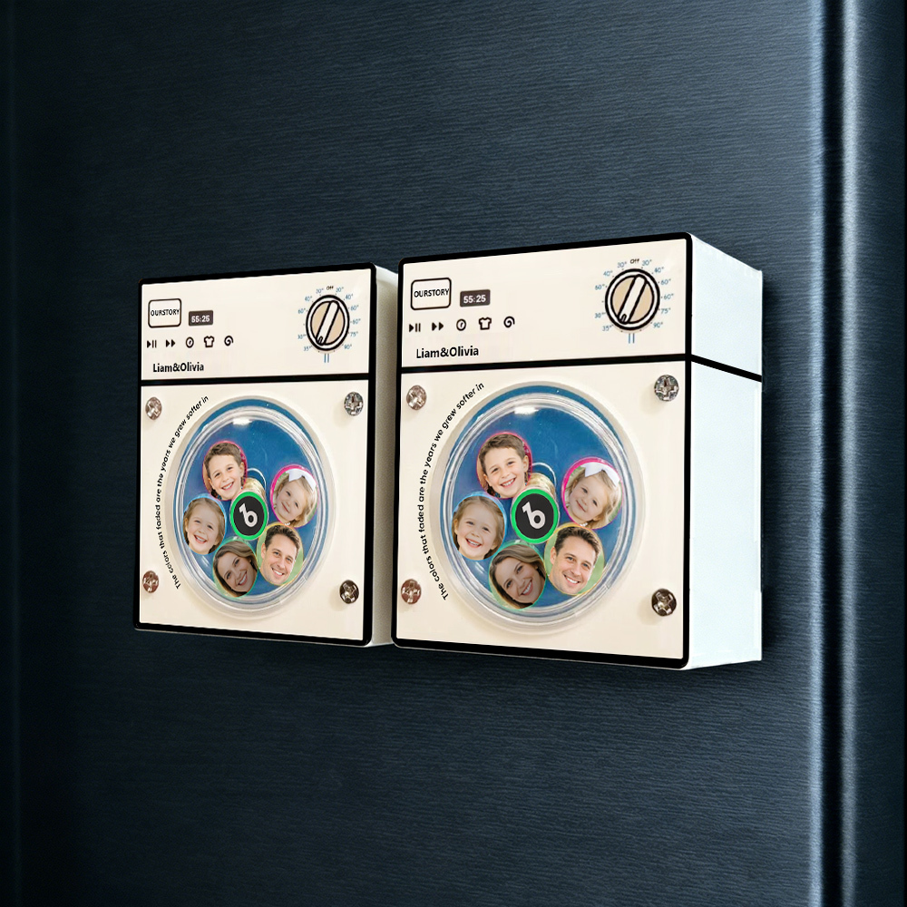 Customized Photo Rotating Washing Machine Fridge Magnet, Personalized Music Fridge Magnet, Magnetic Acrylic Night Lights