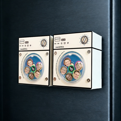 Customized Photo Rotating Washing Machine Fridge Magnet, Personalized Music Fridge Magnet, Magnetic Acrylic Night Lights