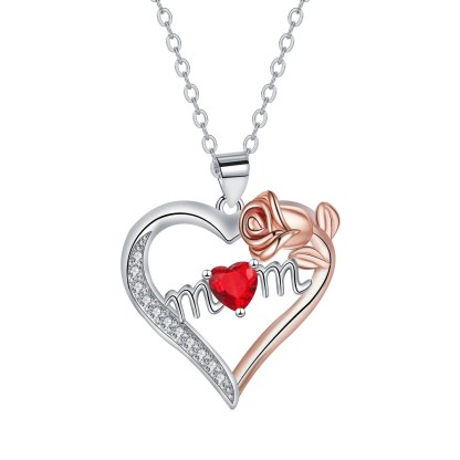 Best-Selling Heart-Shaped Mom Pendant, Mother's Day Rose Necklace, The Perfect Mother'S Day Gift