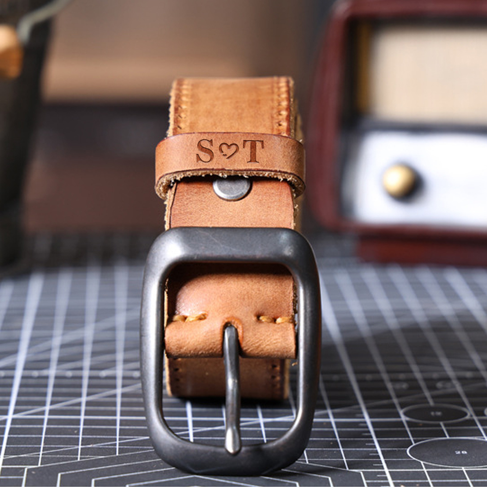 Vintage Men's Leather Belt, Handcrafted Genuine Leather Belt