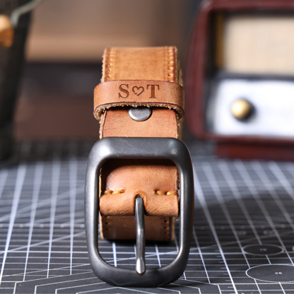 Vintage Men's Leather Belt, Handcrafted Genuine Leather Belt