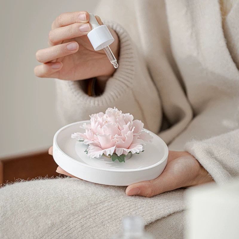 Handmade Common Peony Ceramic Flowers Aromatherapy Set, High-End Home Fragrance Ornaments, Best Valentine's Day, anniversary, Mother's Day Gifts