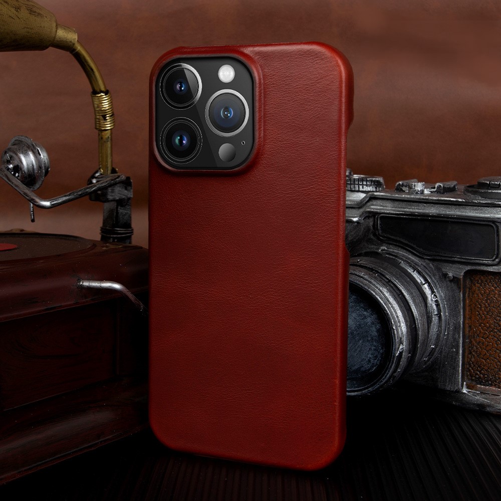 Custom Handmade Leather iPhone 16/15 Pro Max Case - Personalized 3rd Anniversary Gift, Luxury Semi-Wrap Protective Cover