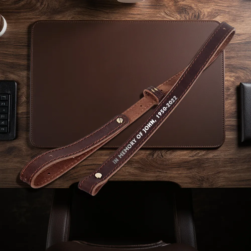 Personalized Your Own Memorial Leather Rifle Sling - "In Memory of John, 1950-2022" Custom Tribute