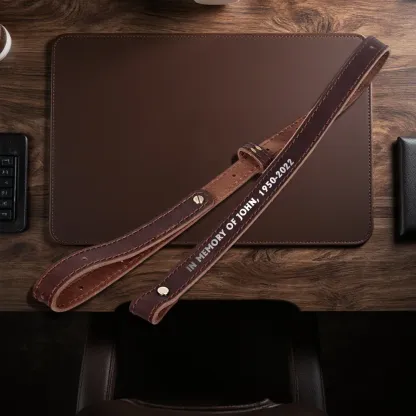Personalized Your Own Memorial Leather Rifle Sling - "In Memory of John, 1950-2022" Custom Tribute