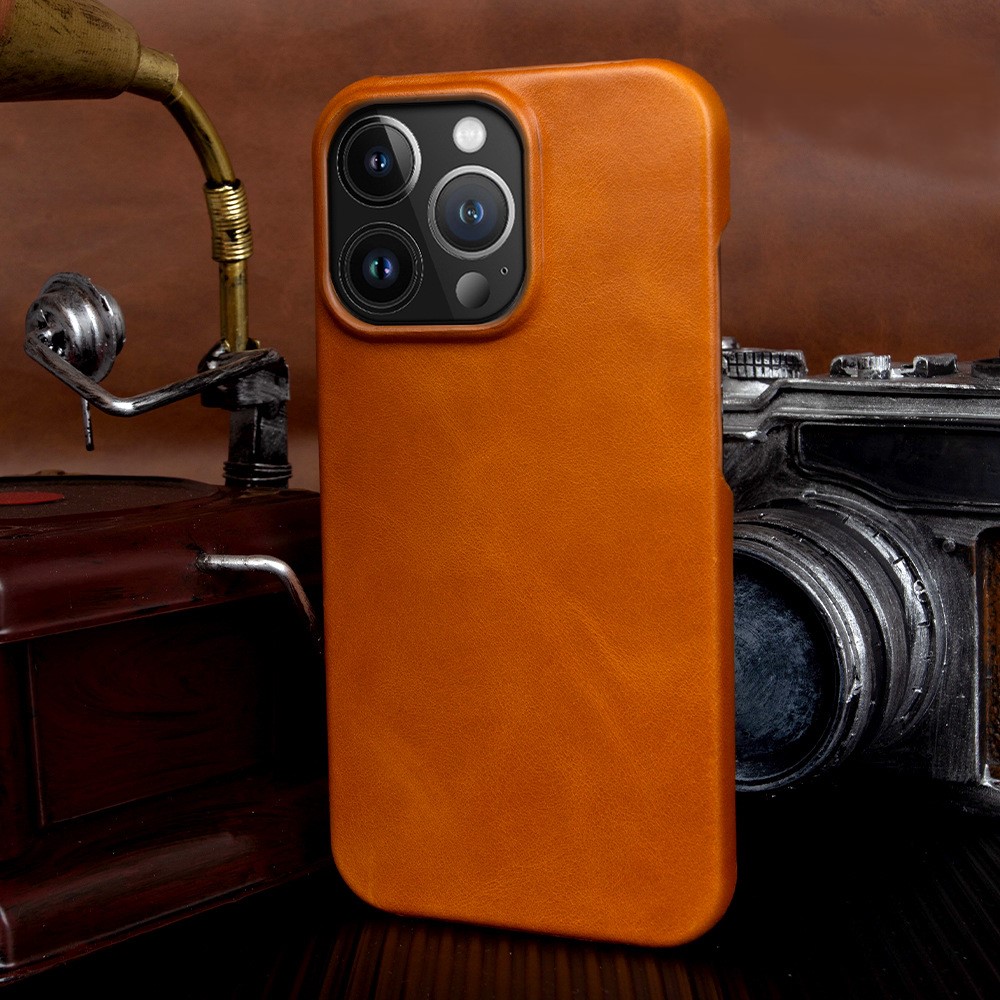 Custom Handmade Leather iPhone 16/15 Pro Max Case - Personalized 3rd Anniversary Gift, Luxury Semi-Wrap Protective Cover