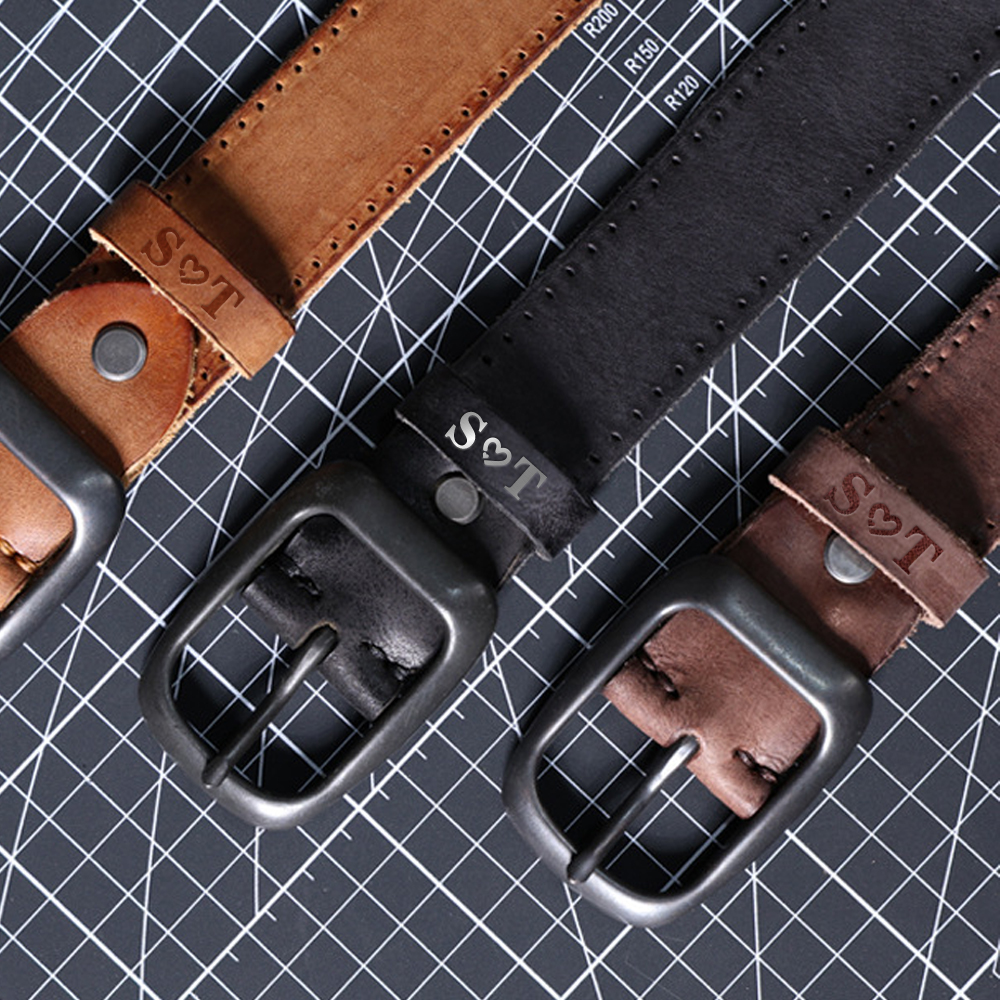 Vintage Men's Leather Belt, Handcrafted Genuine Leather Belt