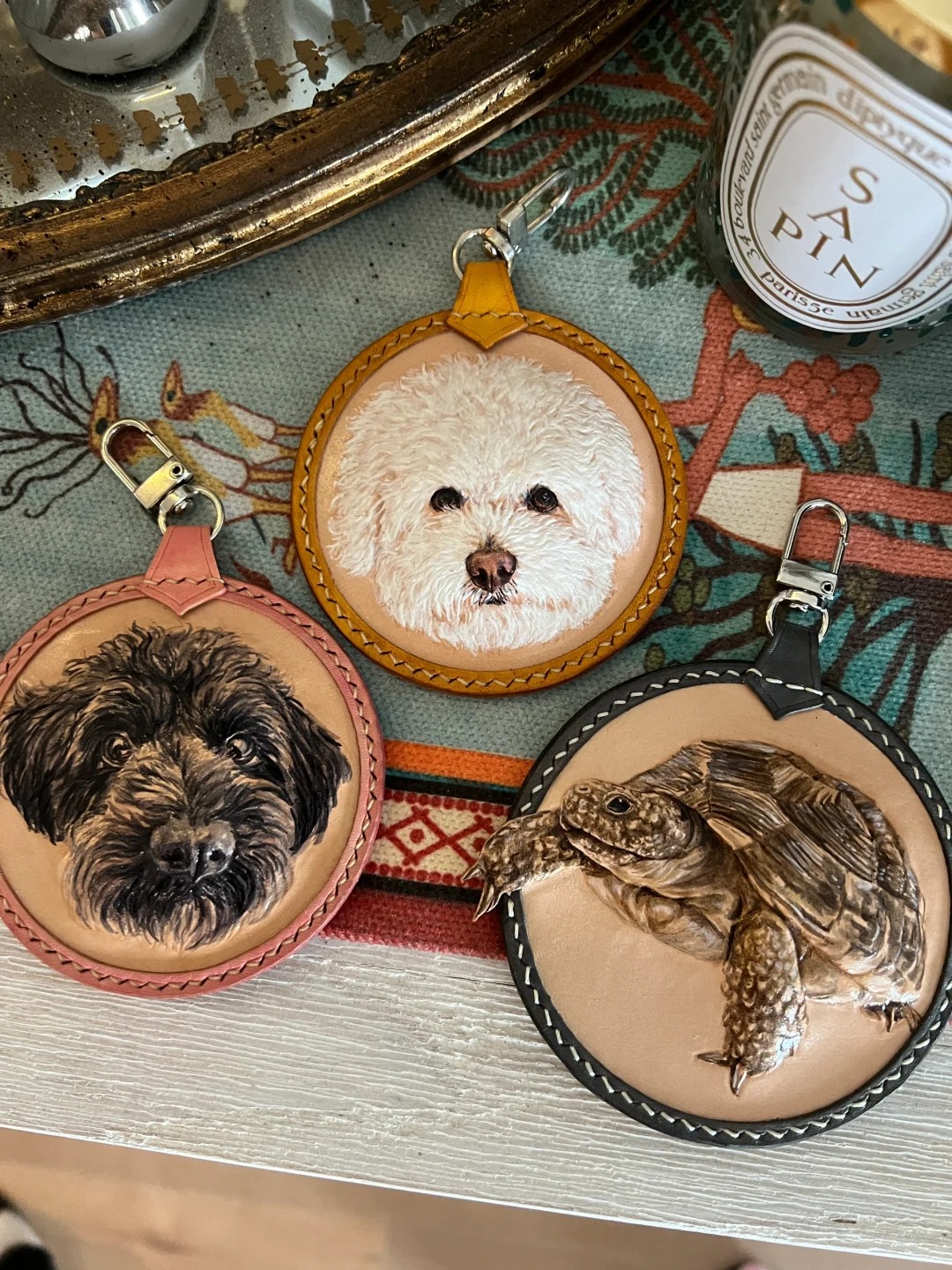 Custom Handmade Pet Leather Carving Keychains, Personalized Pet Tags, Best Pet Souvenirs