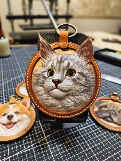 Custom Handmade Pet Leather Carving Keychains, Personalized Pet Tags, Best Pet Souvenirs