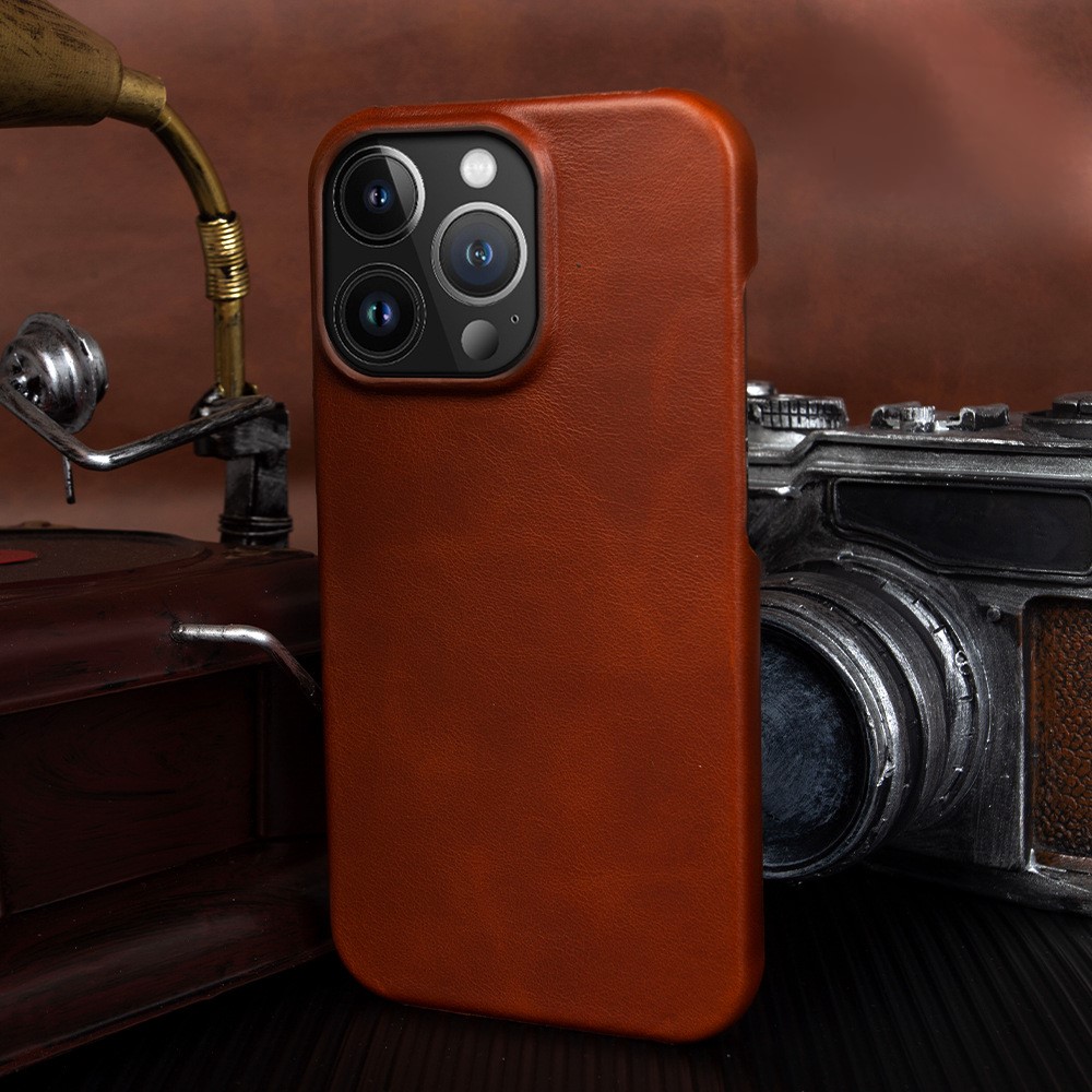 Custom Handmade Leather iPhone 16/15 Pro Max Case - Personalized 3rd Anniversary Gift, Luxury Semi-Wrap Protective Cover