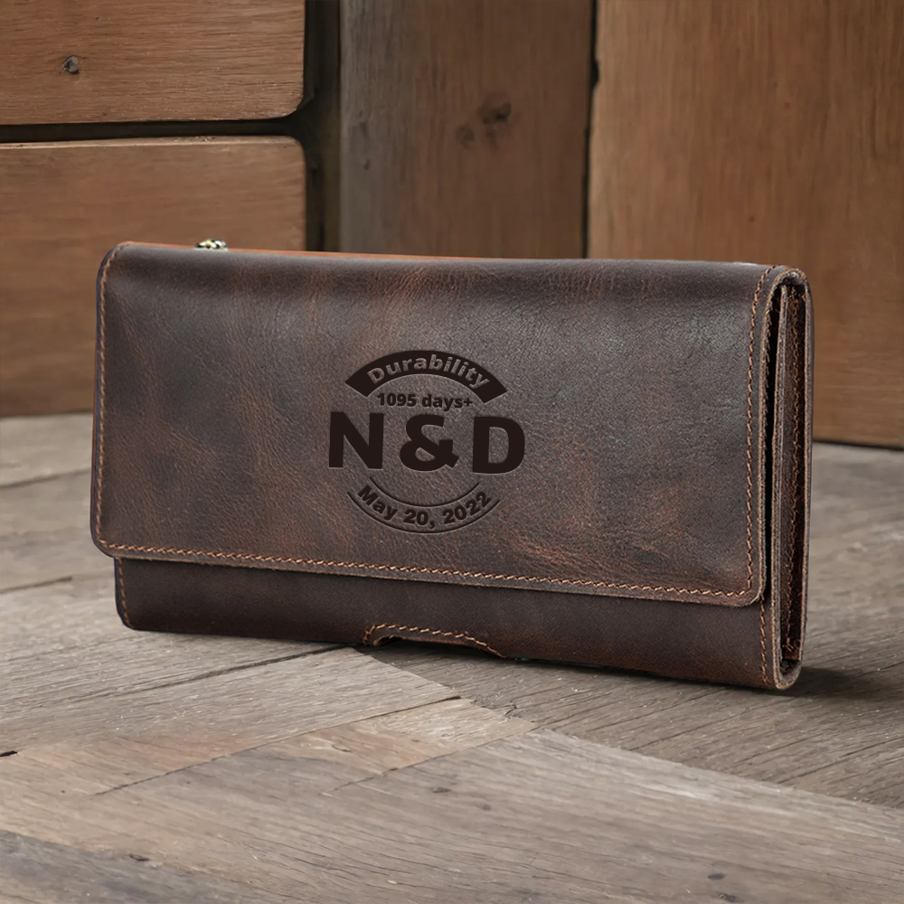 3rd Anniversary Leather Belt Bags - Timeless Gifts Engraved with "N & D • 1095 Days+"