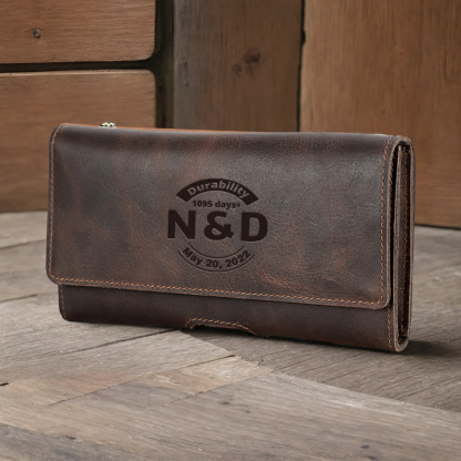 3rd Anniversary Leather Belt Bags - Timeless Gifts Engraved with "N & D • 1095 Days+"