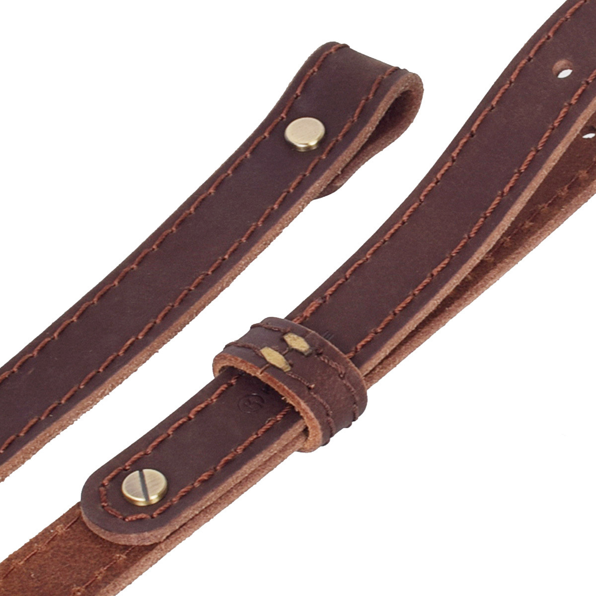 Leather Rifle Sling - Premium 4mm Cowhide Adjustable Gun Strap with Solid Brass Hardware