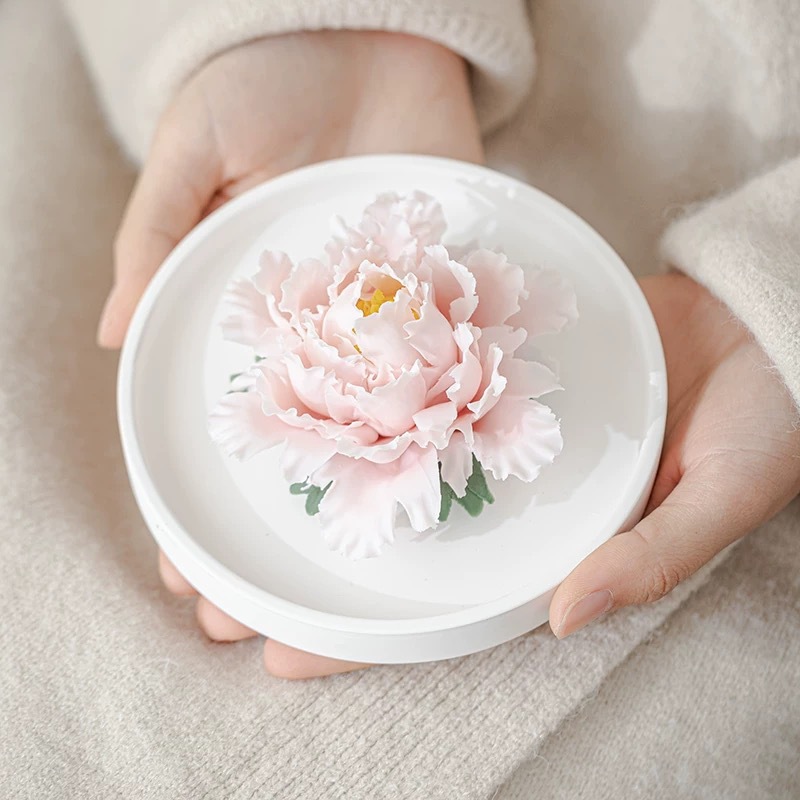 Handmade Common Peony Ceramic Flowers Aromatherapy Set, High-End Home Fragrance Ornaments, Best Valentine's Day, anniversary, Mother's Day Gifts