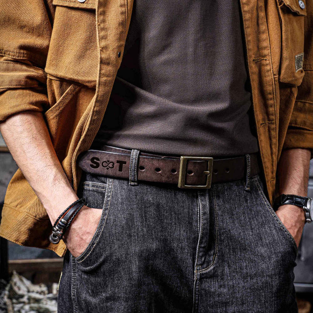  Custom 3rd Anniversary Leather Belt - "Still Buckle Right" Personalized Couple Gift