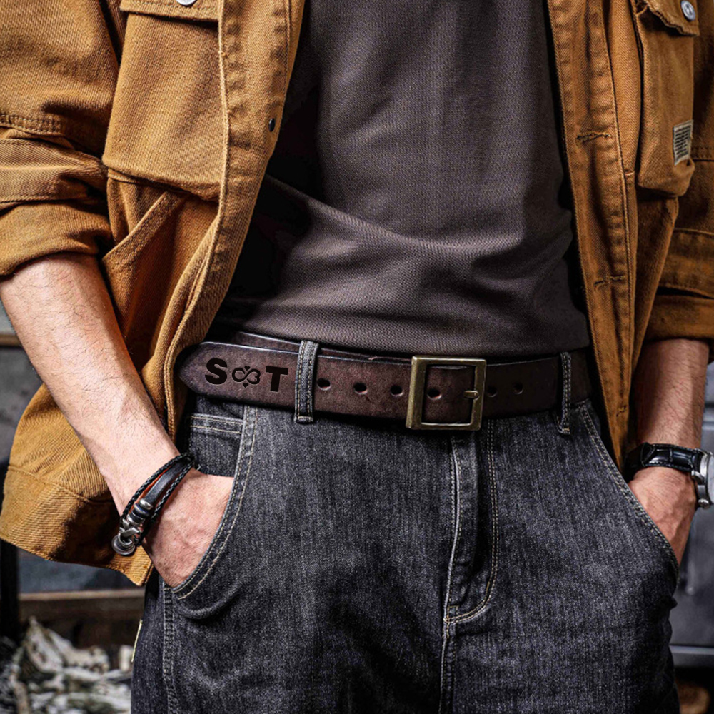  Custom 3rd Anniversary Leather Belt - "Still Buckle Right" Personalized Couple Gift
