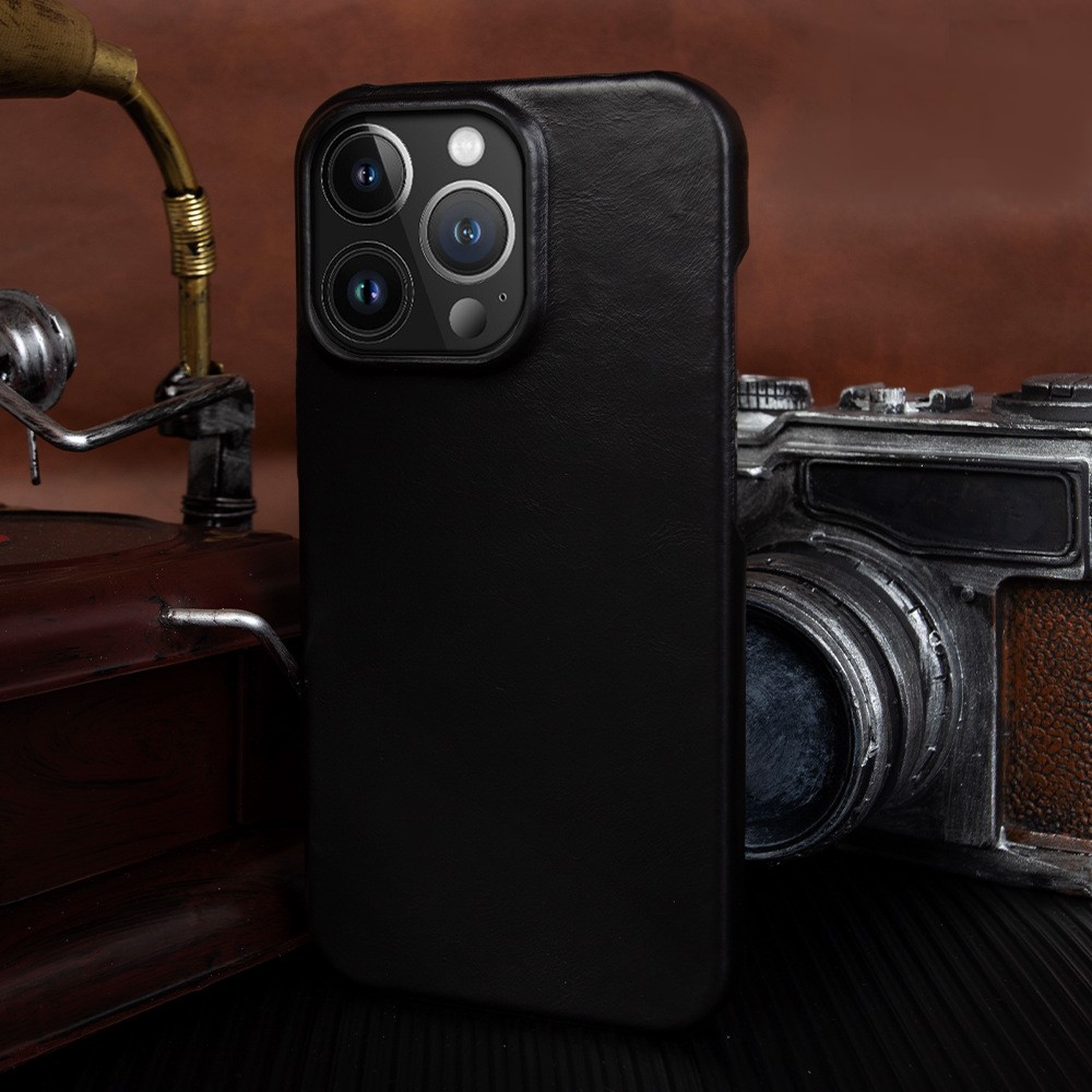 Custom Handmade Leather iPhone 16/15 Pro Max Case - Personalized 3rd Anniversary Gift, Luxury Semi-Wrap Protective Cover