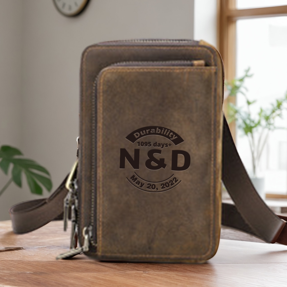 Multi-Functional Crossbody Phone Bag - 3rd Anniversary Gift with "N & D • Forever+" Engraving