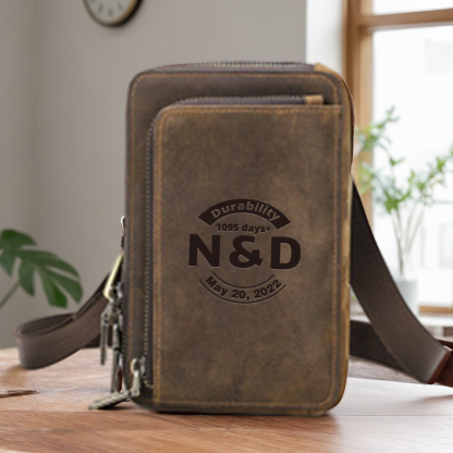 Multi-Functional Crossbody Phone Bag - 3rd Anniversary Gift with "N & D • Forever+" Engraving