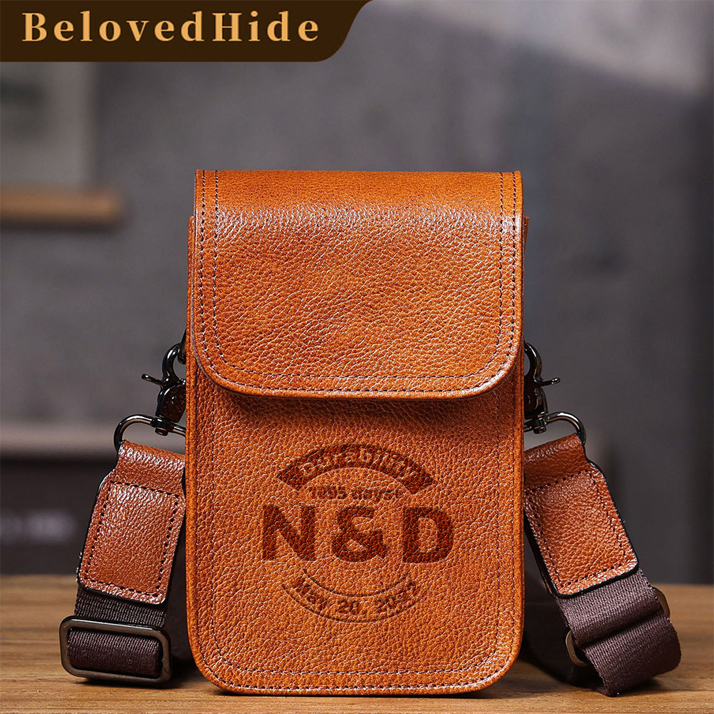 Mini Crossbody Phone Bag - Leather Anniversary Gift with "N & D • 1095 Days+" Engraving