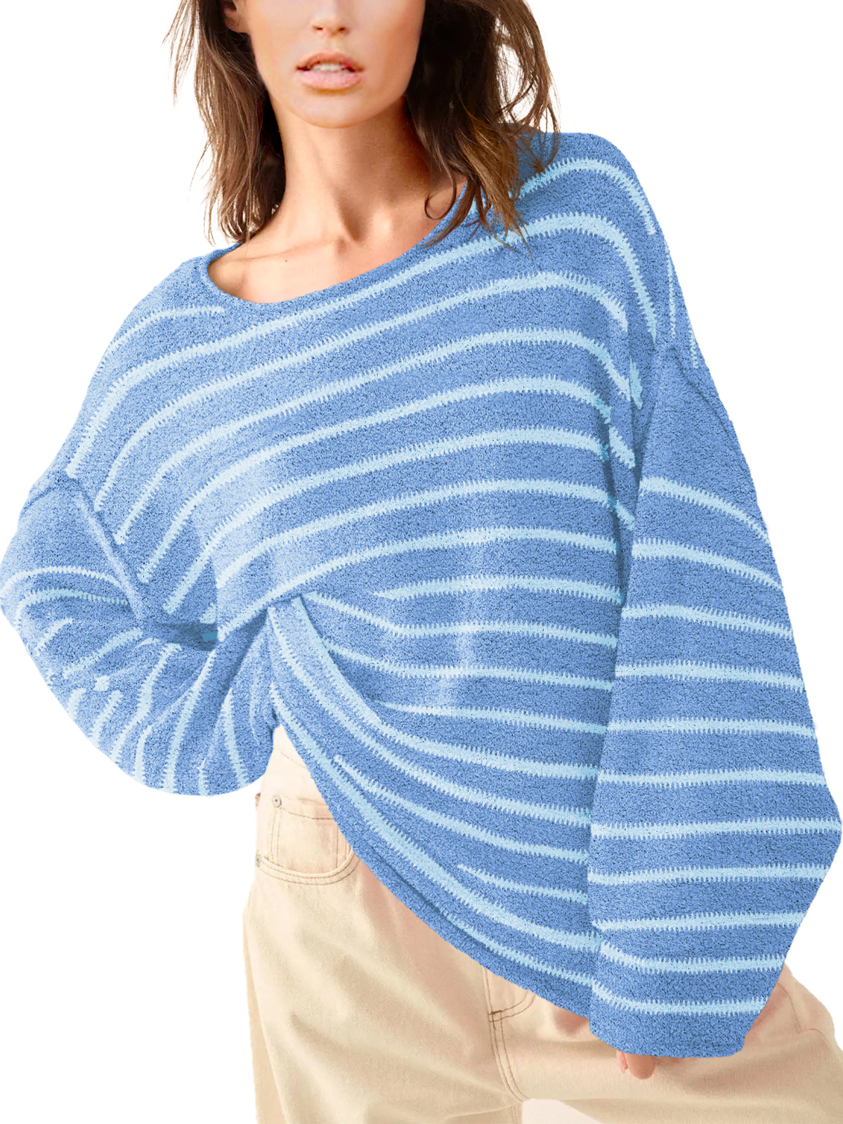 Women's Oversized Striped Knit Sweater 252204