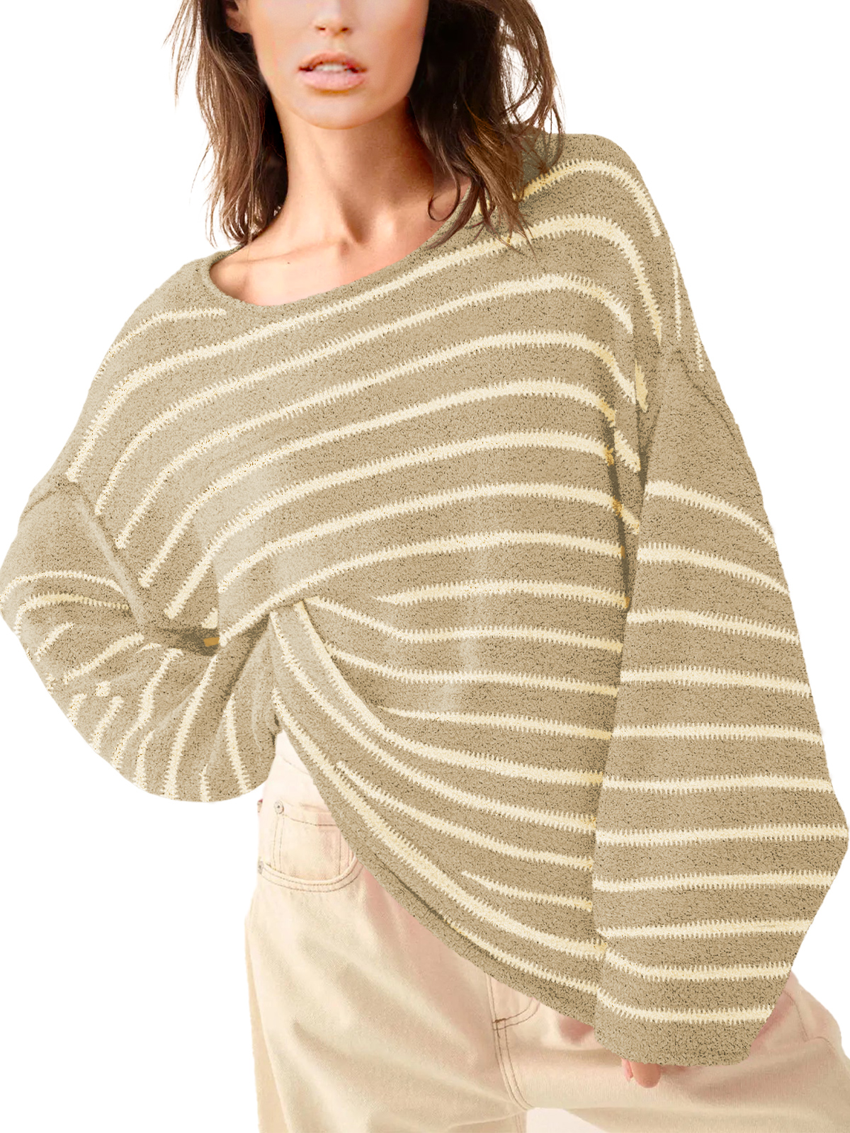 Women's Oversized Striped Knit Sweater 252204