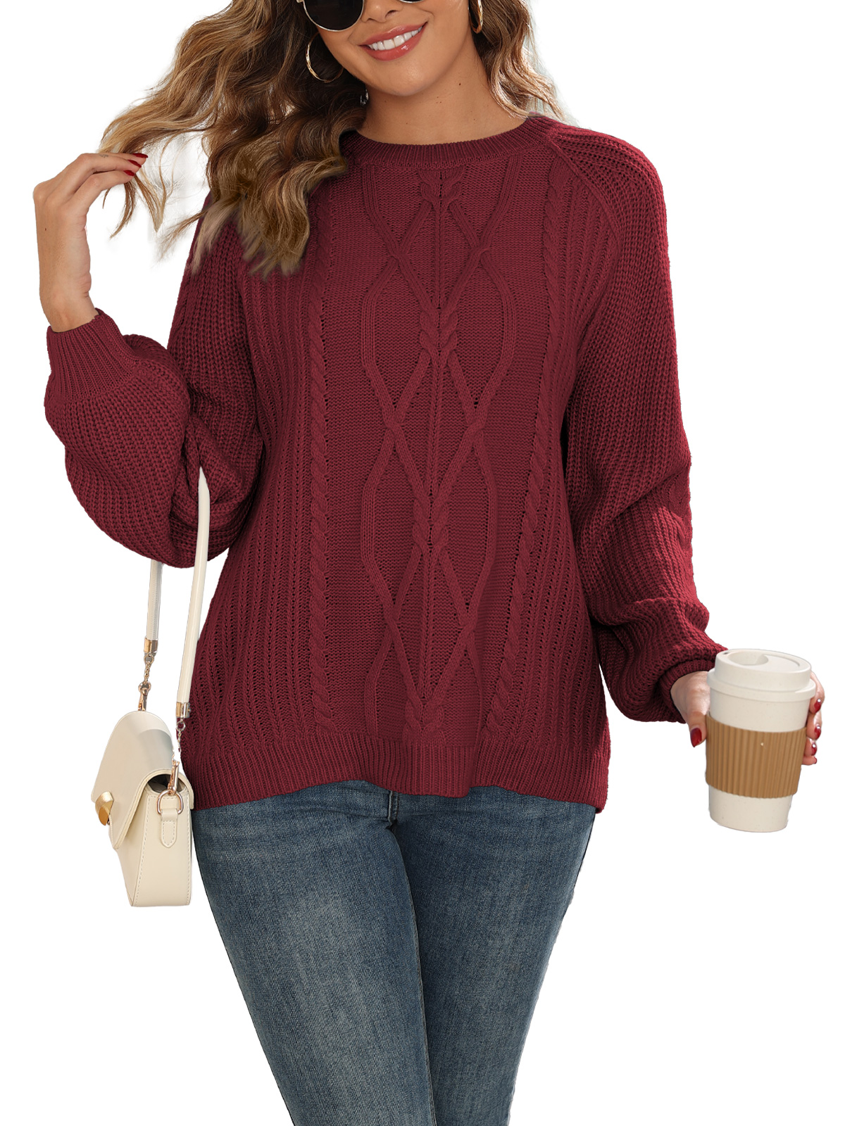 Womens Chunky Cable Knit Pullover 252313