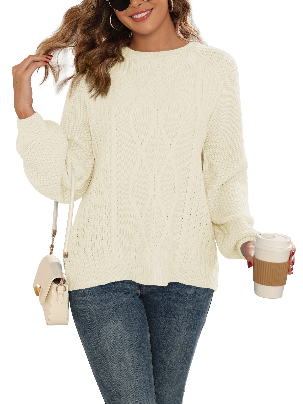 Womens Chunky Cable Knit Pullover 252313