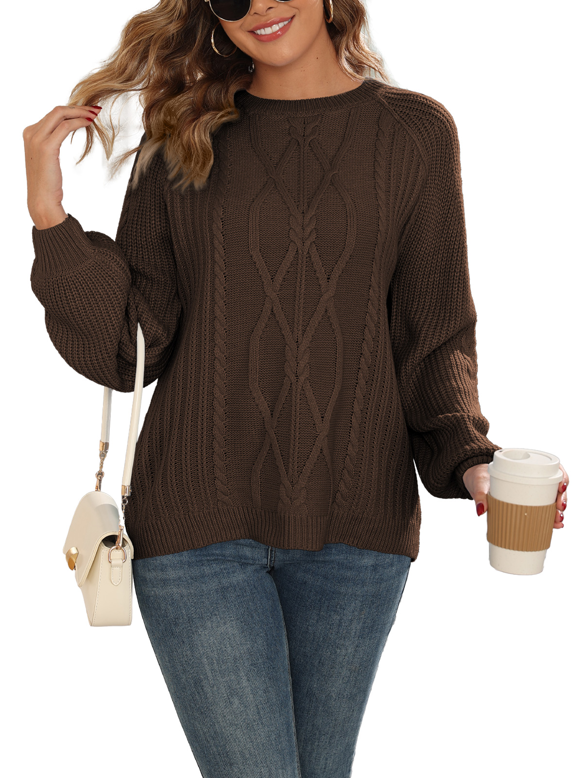 Womens Chunky Cable Knit Pullover 252313