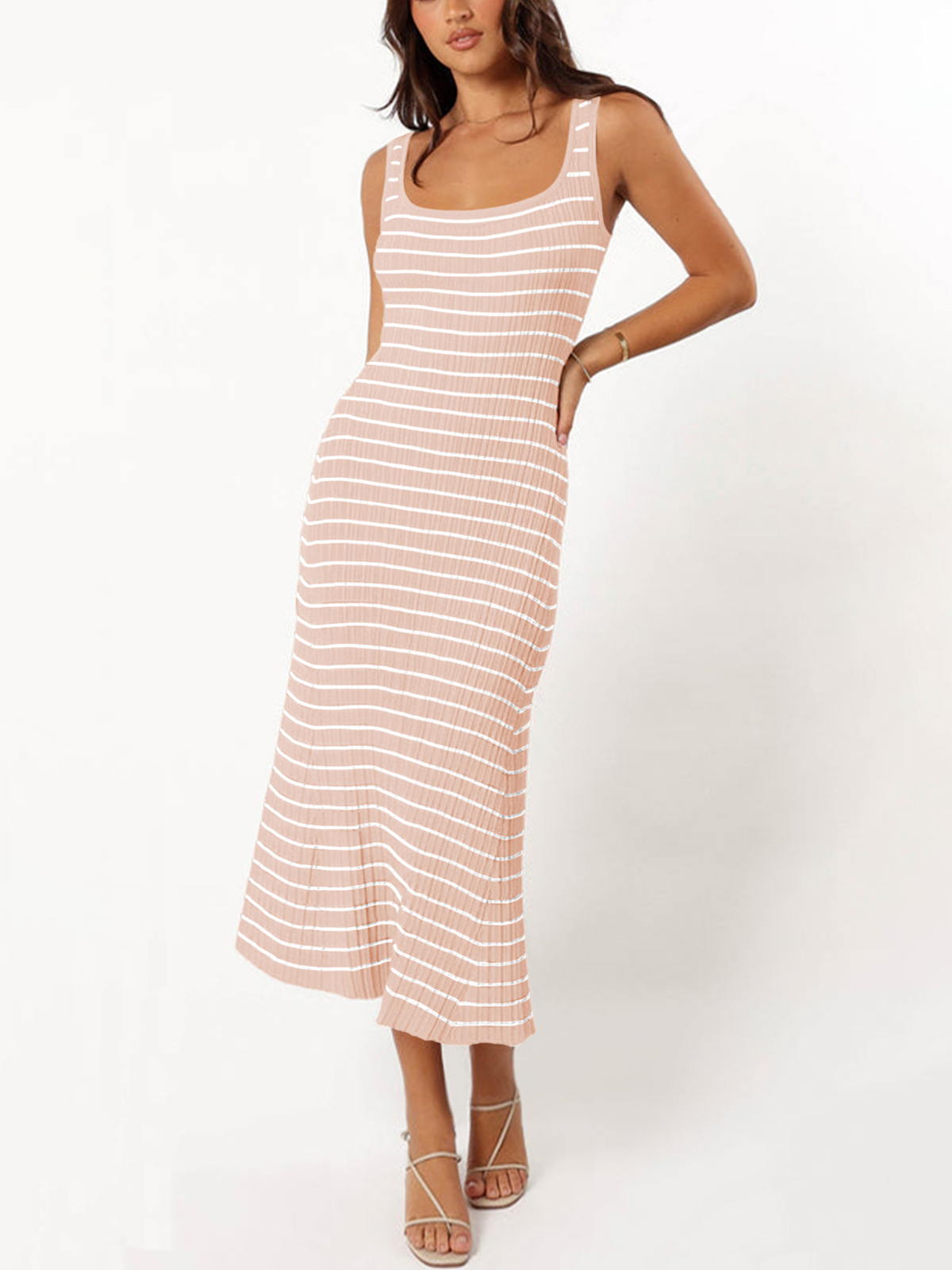 Womens Striped Bodycon Long Dress 25SS10