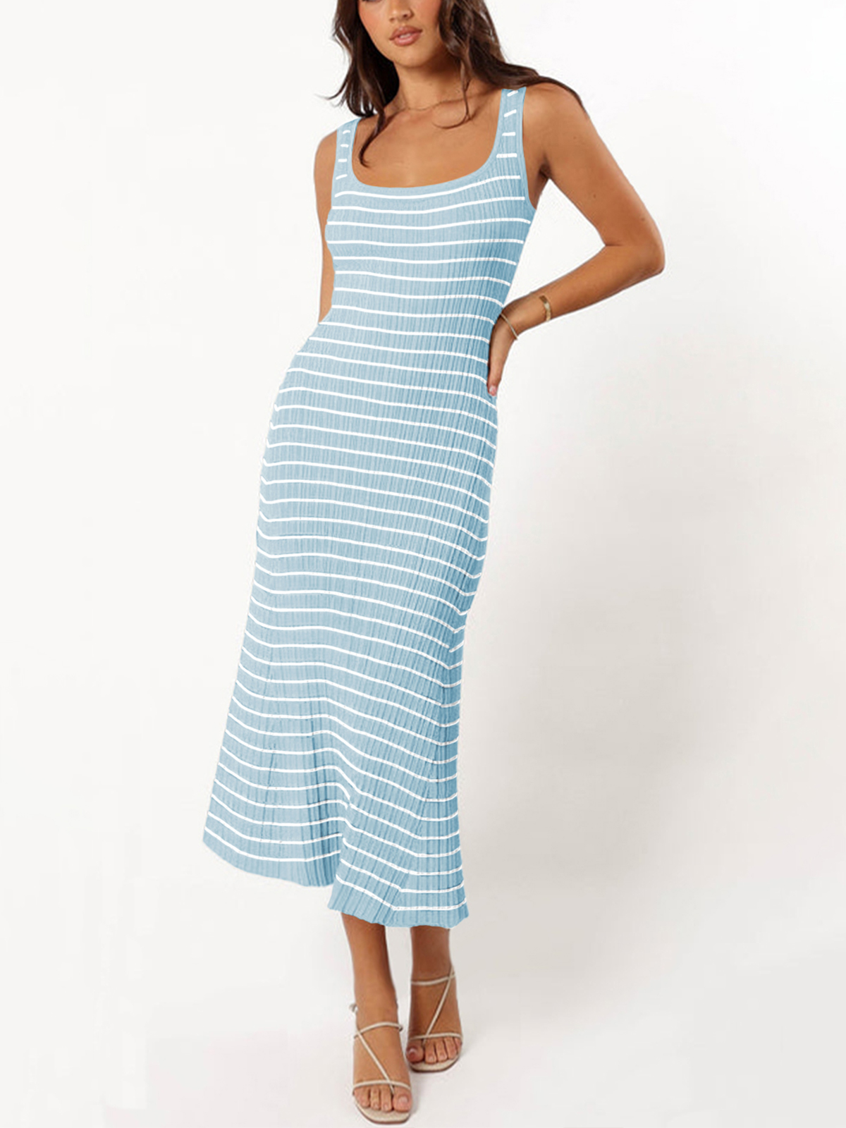 Womens Striped Bodycon Long Dress 25SS10