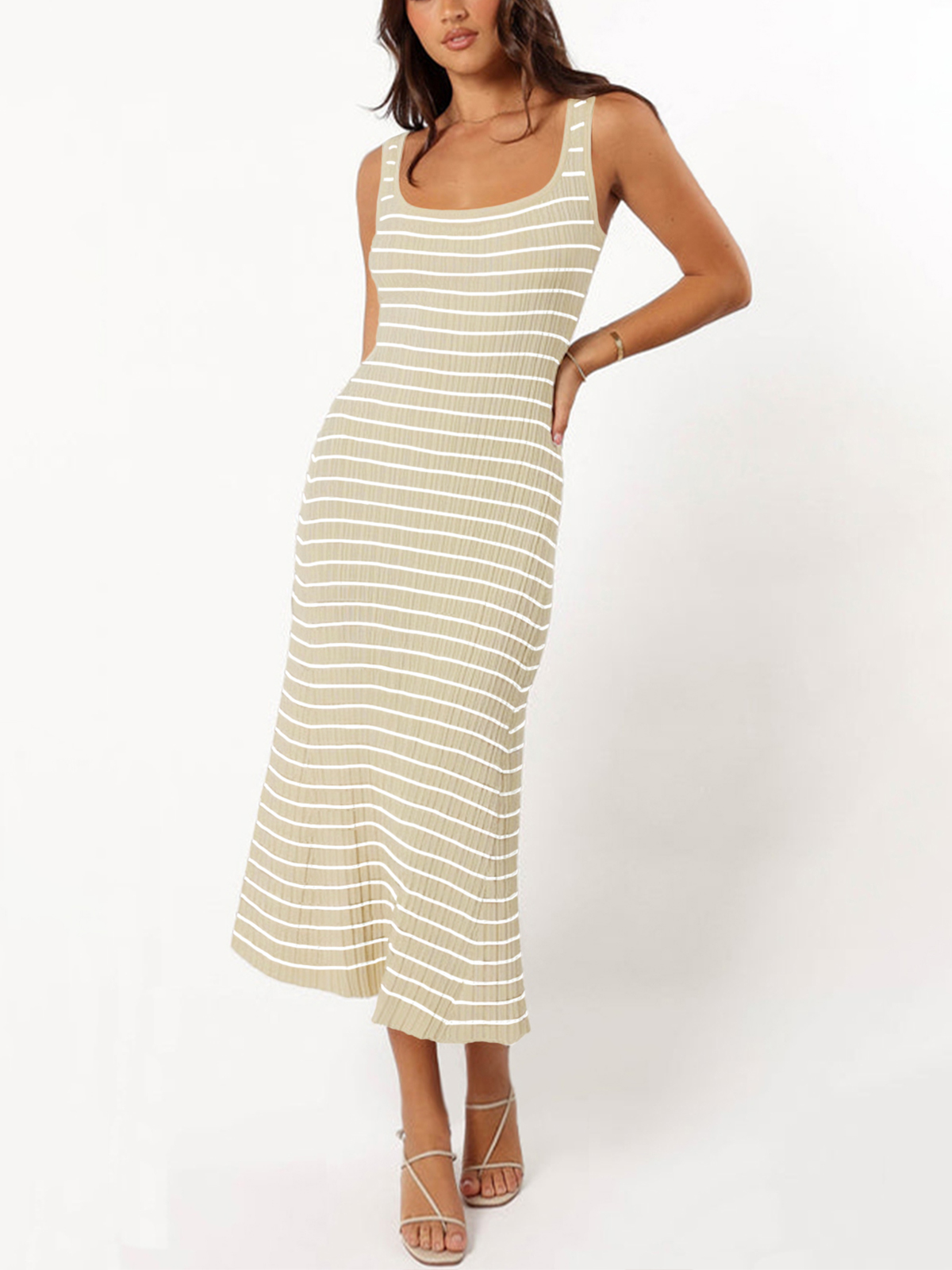 Womens Striped Bodycon Long Dress 25SS10