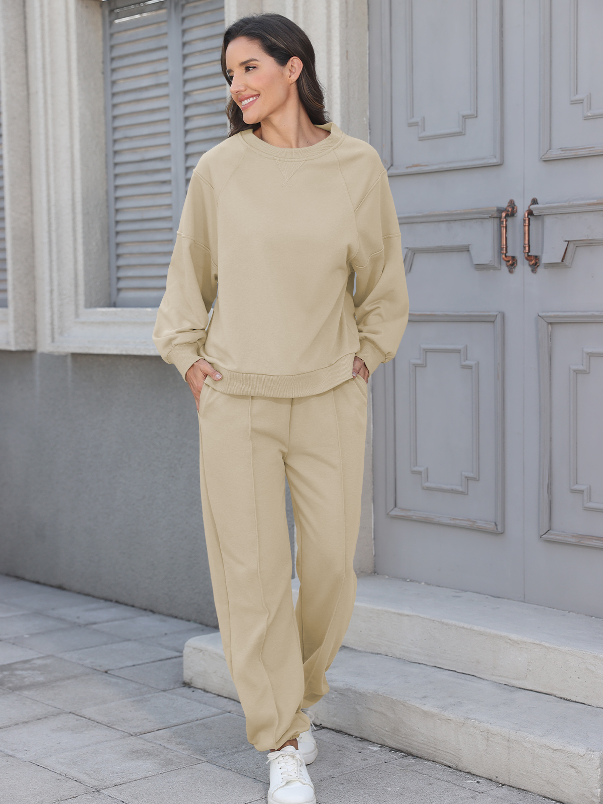 Women 2 Piece Sweatsuit Sets Oversized Sweatshirt YDF252215