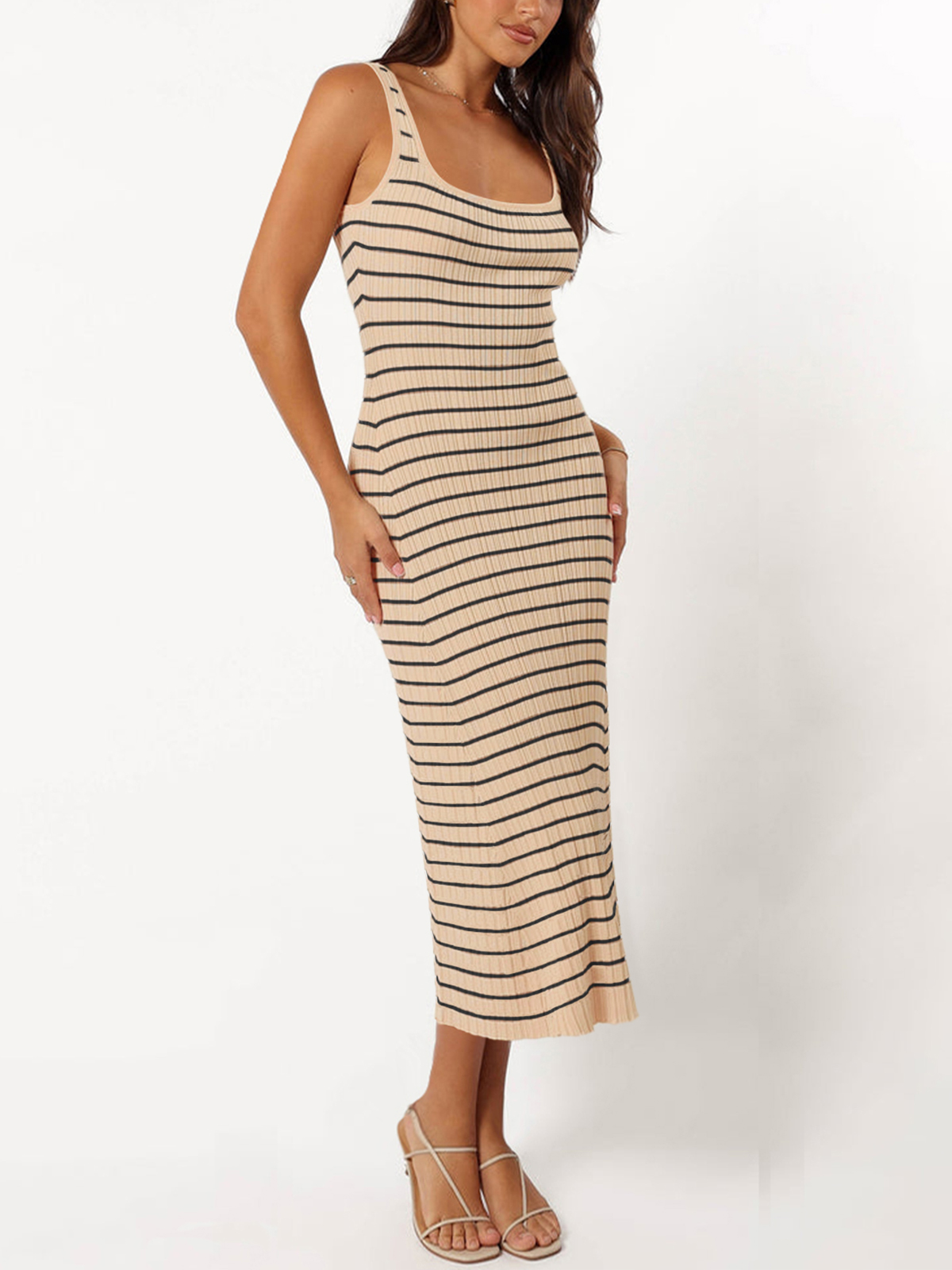Womens Striped Bodycon Long Dress 25SS10