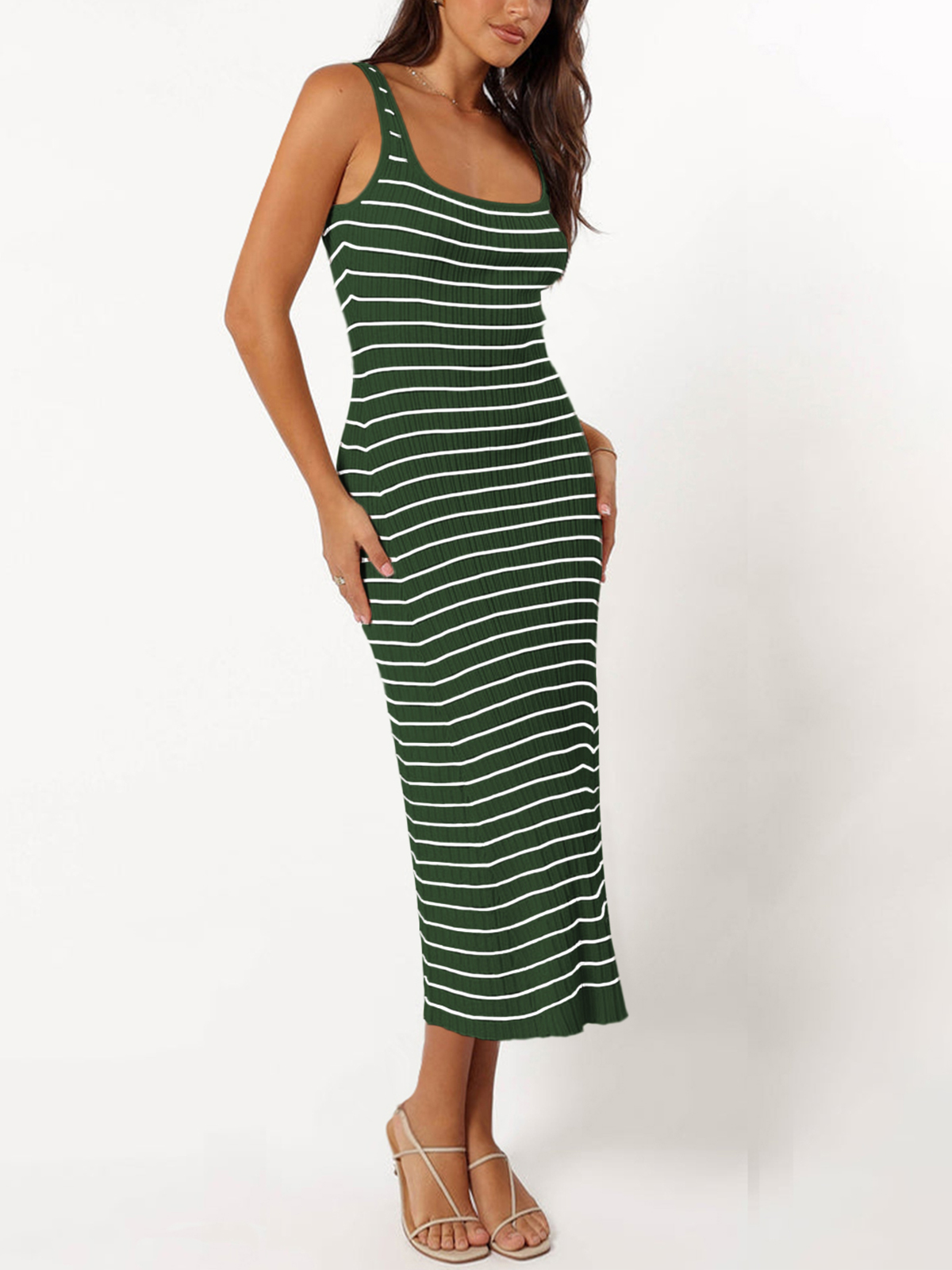 Womens Striped Bodycon Long Dress 25SS10