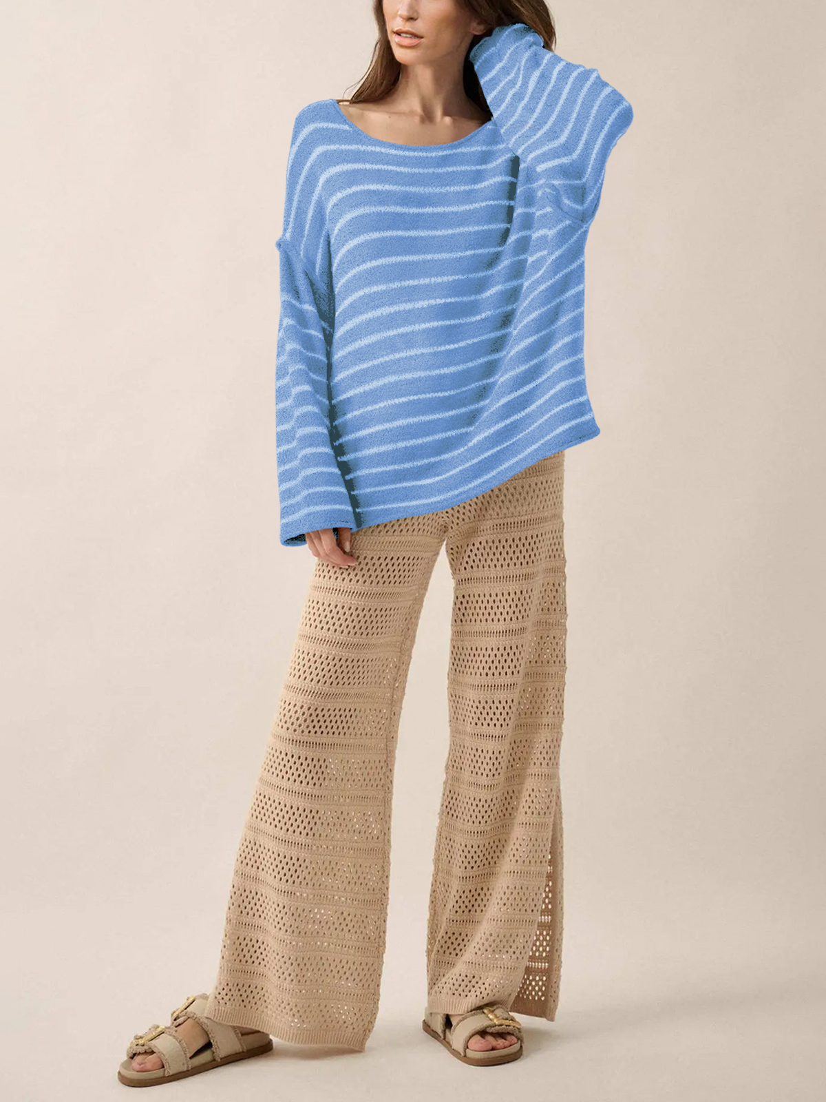 Women's Oversized Striped Knit Sweater 252204