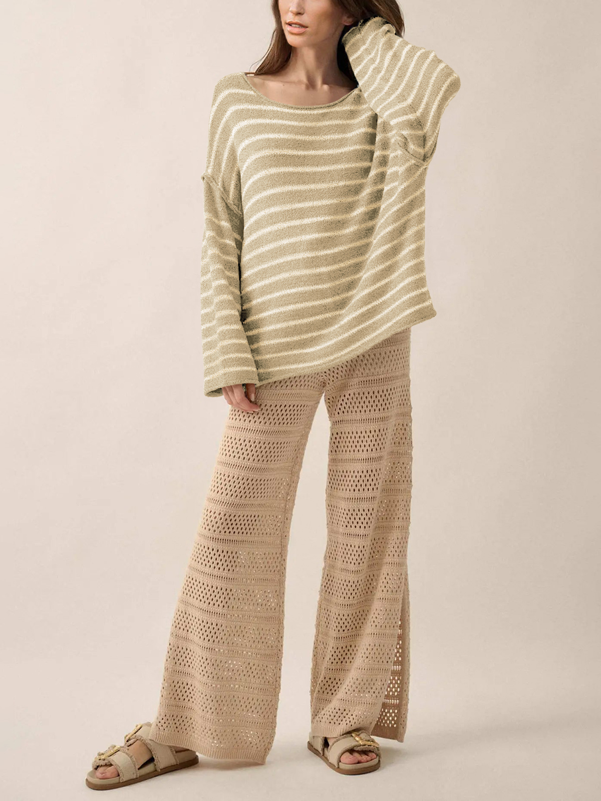 Women's Oversized Striped Knit Sweater 252204
