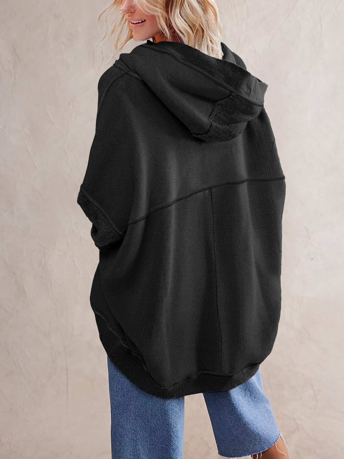 Women' s Drop Shoulder Sweatshirt Jacket 250311