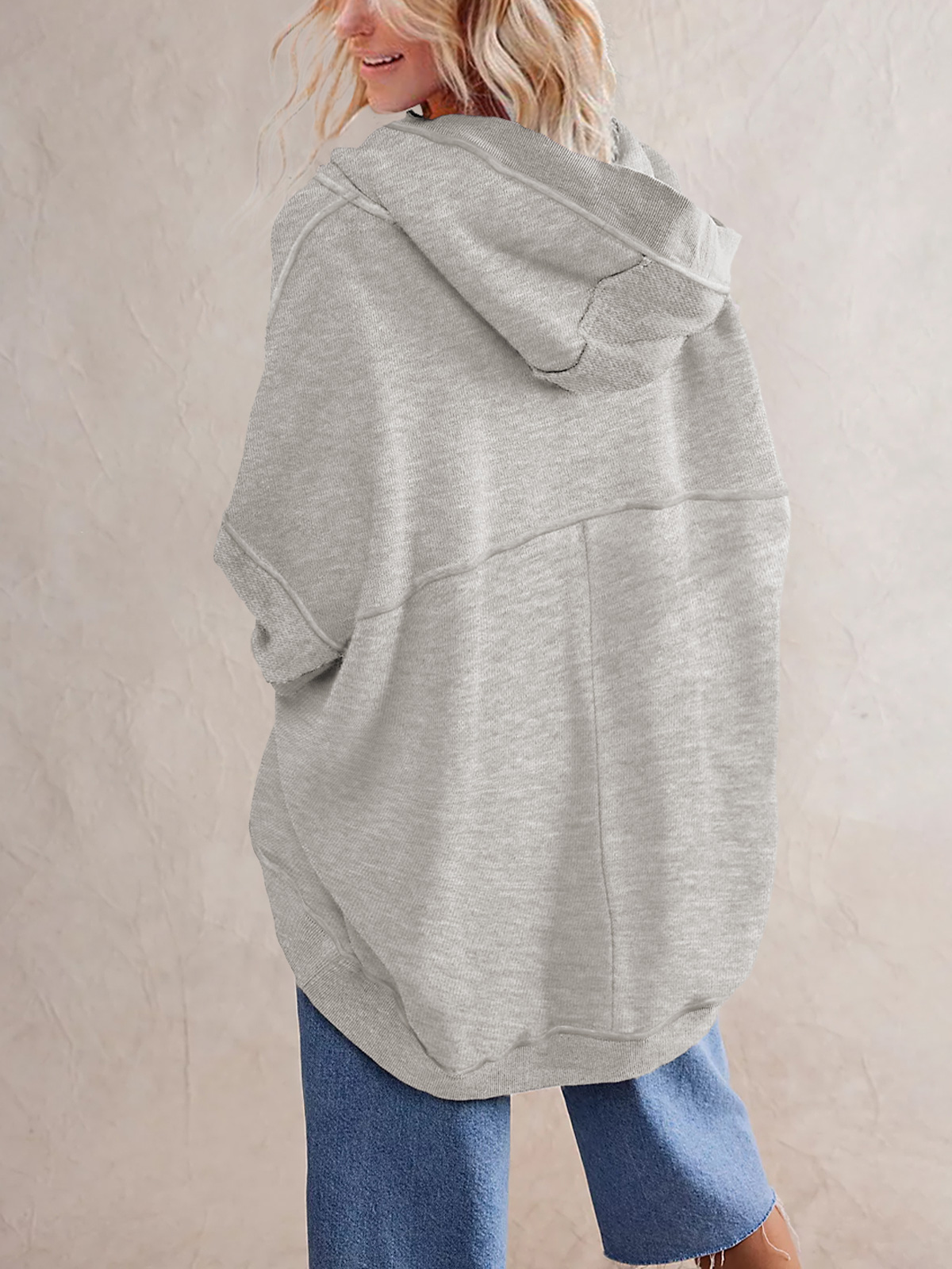 Women' s Drop Shoulder Sweatshirt Jacket 250311