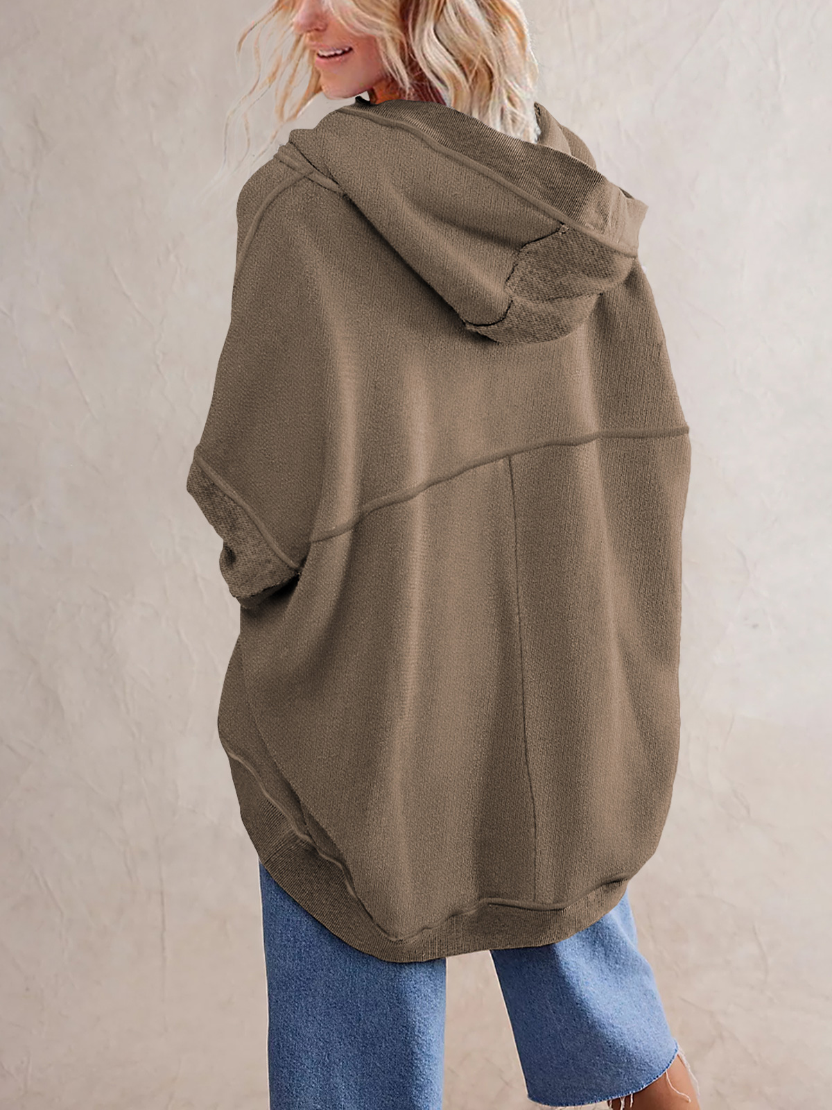 Women' s Drop Shoulder Sweatshirt Jacket 250311