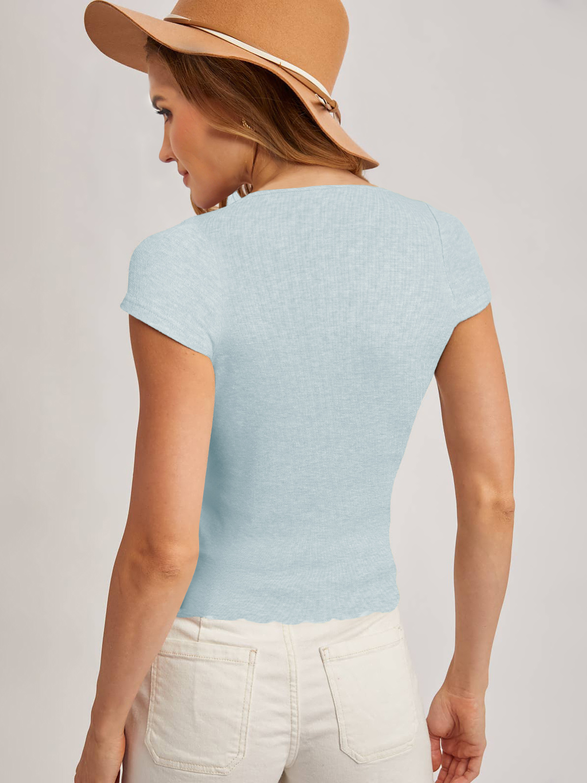 Women's Cap Short Sleeve Lace Fitted Shirts Scoop Neck Y2k Summer Going Out Tops