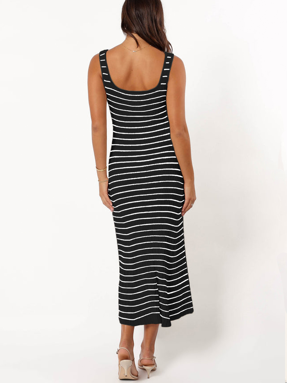 Womens Striped Bodycon Long Dress 25SS10