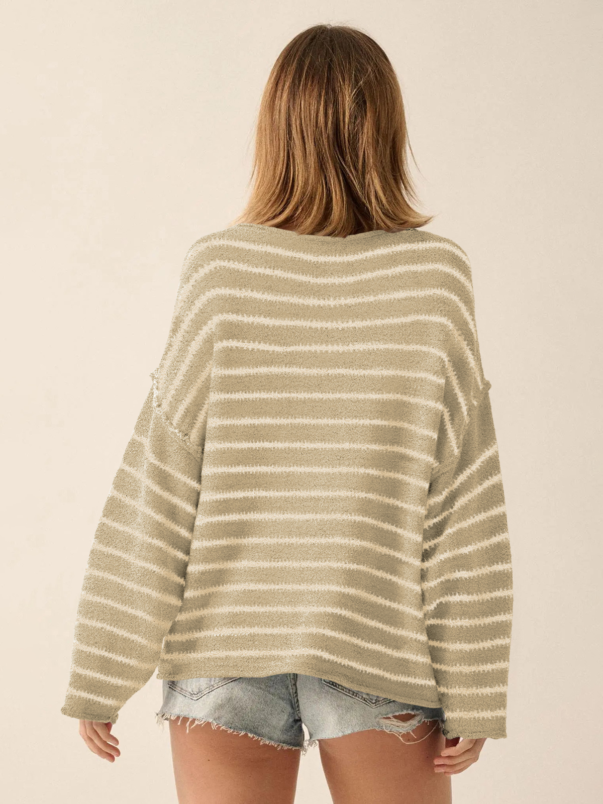 Women's Oversized Striped Knit Sweater 252204