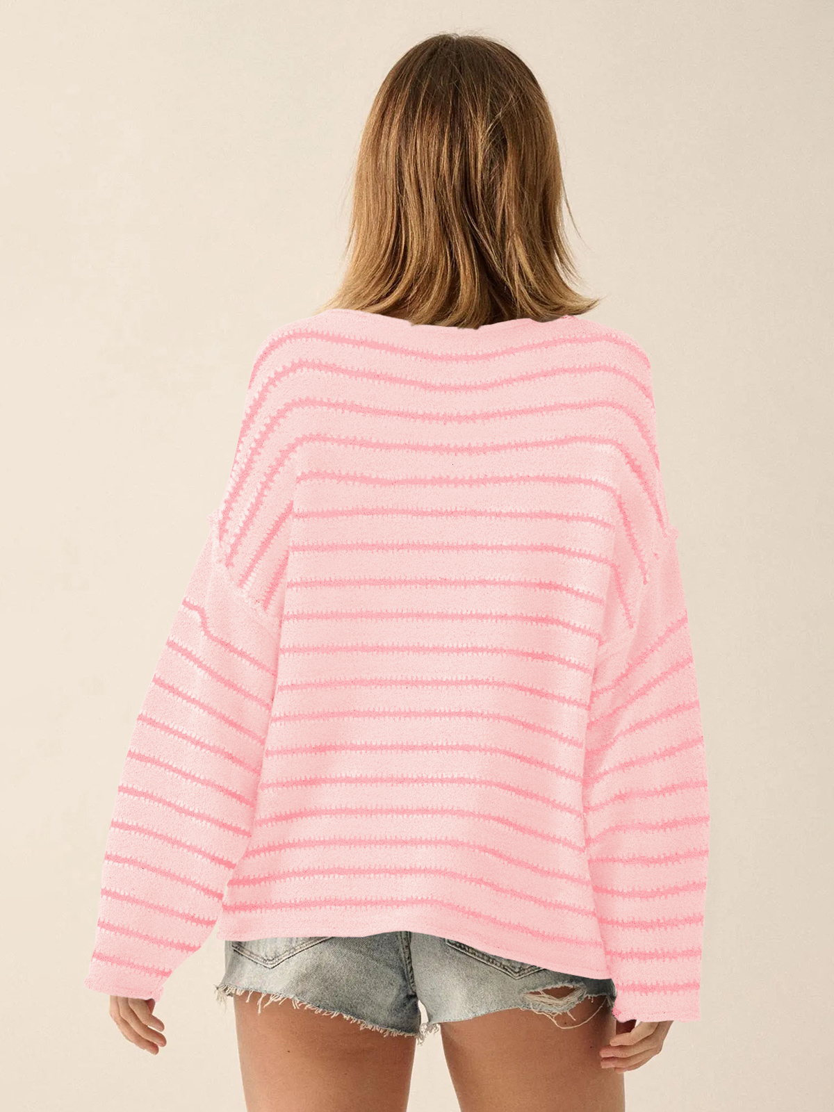 Women's Oversized Striped Knit Sweater 252204
