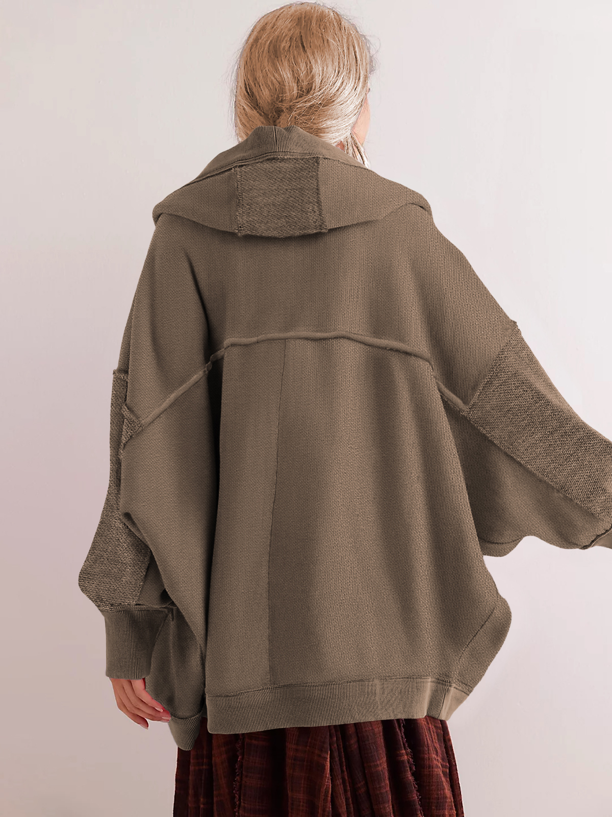 Women' s Drop Shoulder Sweatshirt Jacket 250311