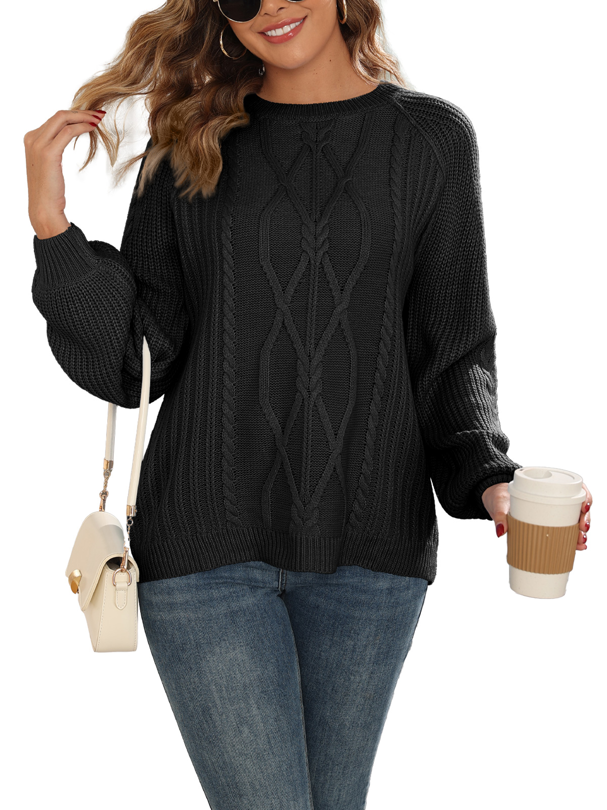 Womens Chunky Cable Knit Pullover 252313