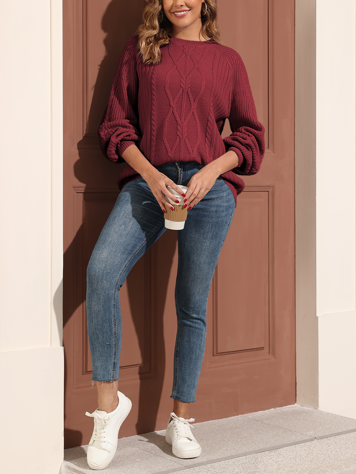 Womens Chunky Cable Knit Pullover 252313