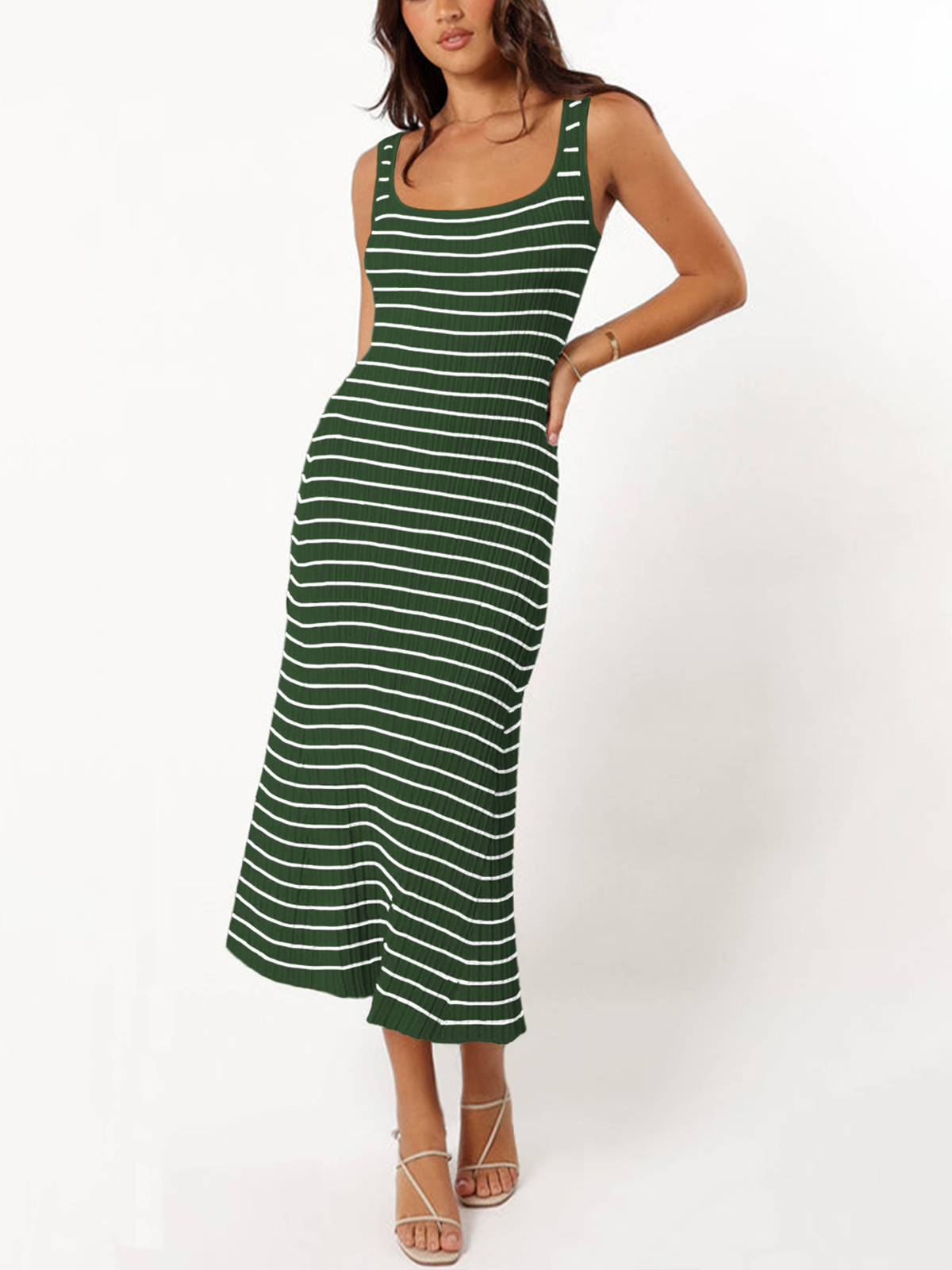 Womens Striped Bodycon Long Dress 25SS10