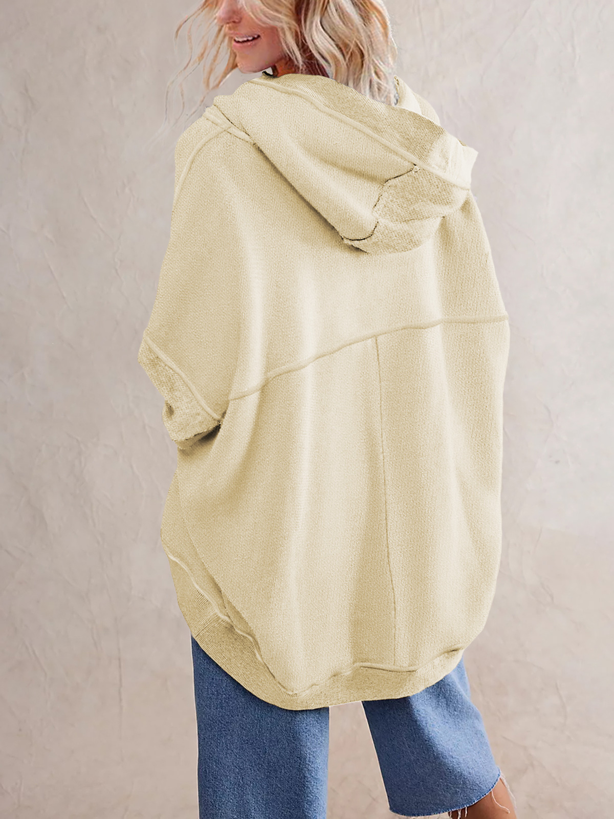 Women' s Drop Shoulder Sweatshirt Jacket 250311