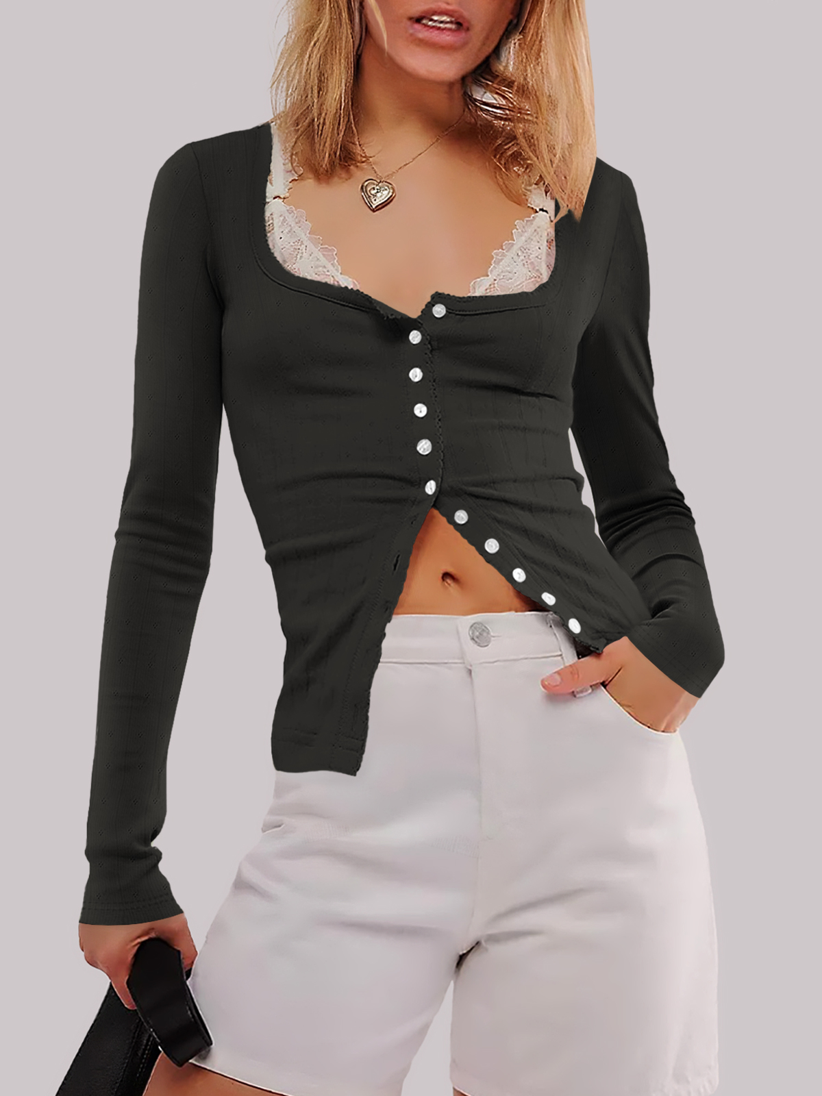 Women Ribbed Knit T-Shirt Tops 250310